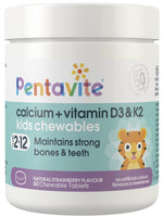 Calcium + Vitamin D3 & K2 Kids 60 Chewable Tablets For Strong Bones and Immunity