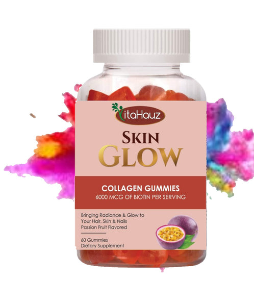 VitaHauz Collagen Skin Glow with Biotin & Paba For Hair, Skin & Nails 60 Chewable Gummies