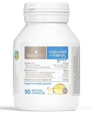 Bio Island Cod Liver + Fish Oil for Kids 90 Capsules - VitaHauz